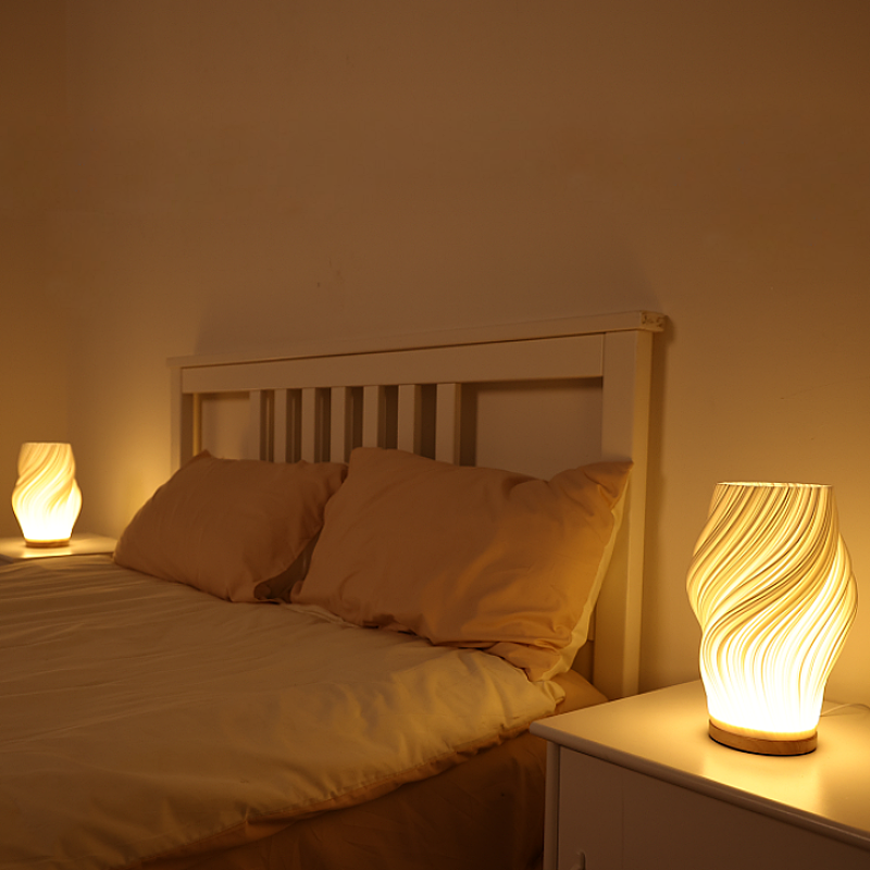 Runa — 3D Cream Table Lamp, Boho Nordic Spirit