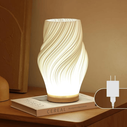 Runa — 3D Cream Table Lamp, Boho Nordic Spirit
